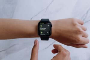 Hand with fitness watch